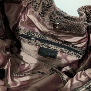 Danier Snake-Print Leather Jacket in Taupe and Black